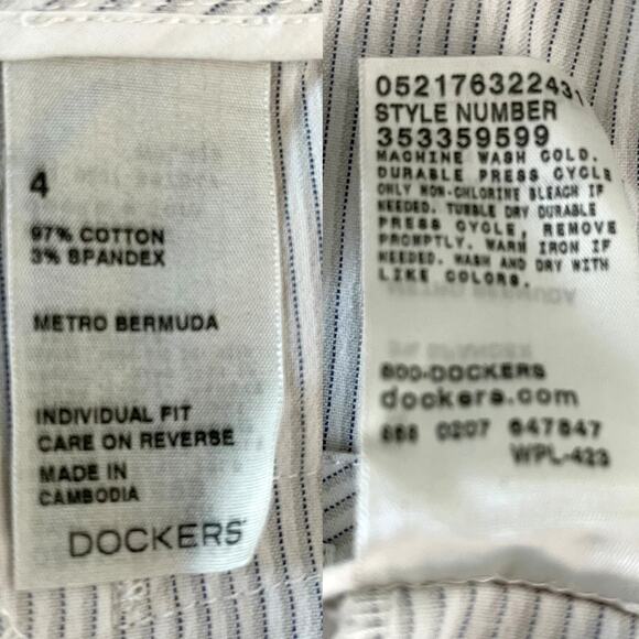 Dockers Womens Shorts 4 Ideal Fit Mid Rise Metro Bermuda Stripes New - Picture 7 of 11